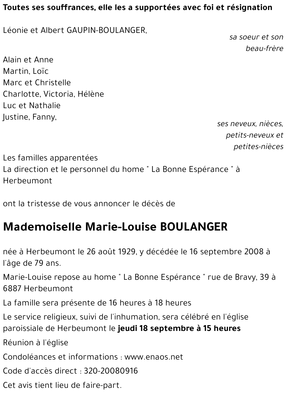 Marie-Louise BOULANGER