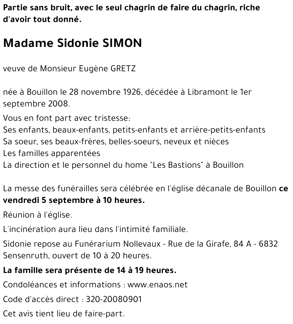 Sidonie SIMON