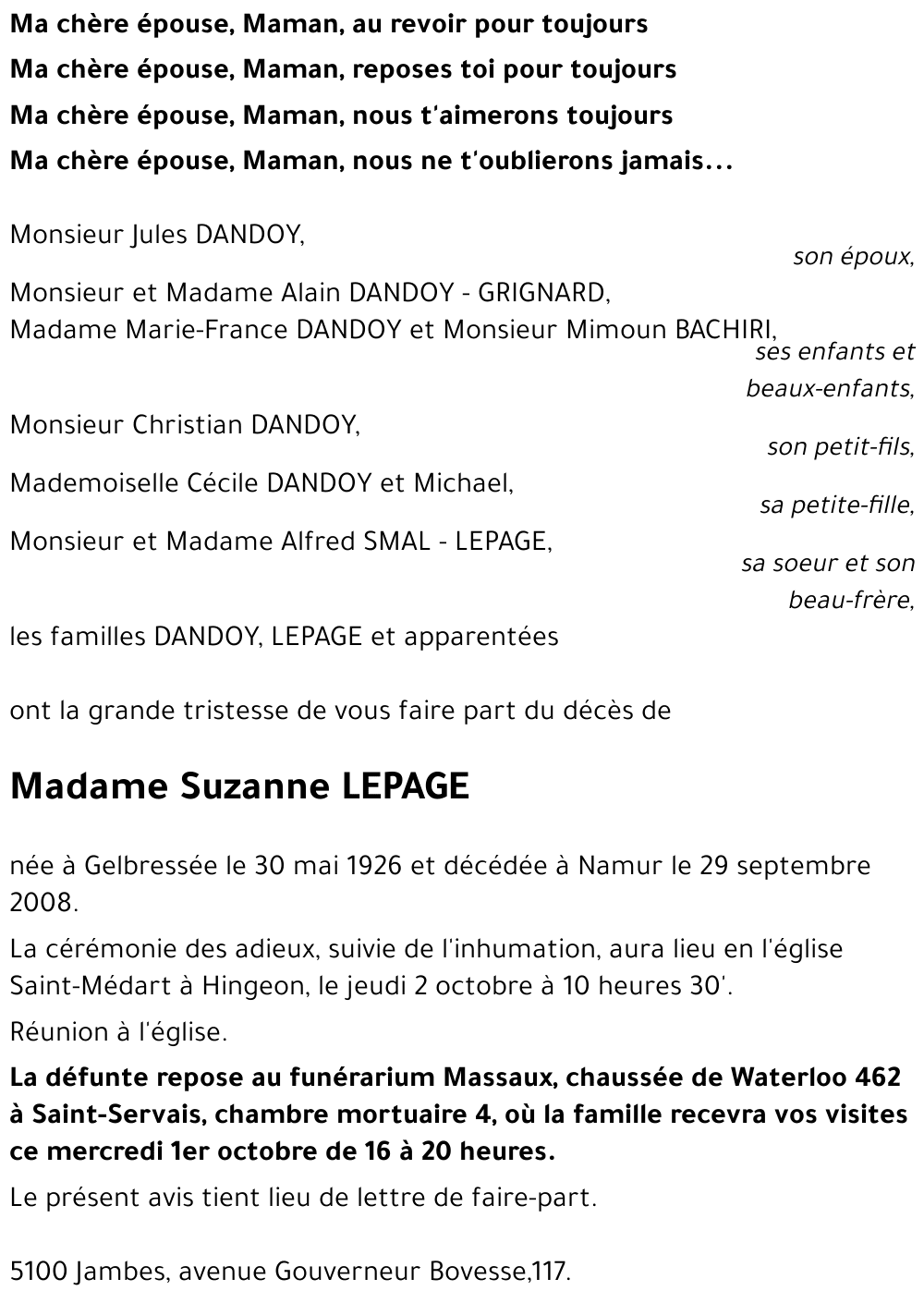 Suzanne LEPAGE