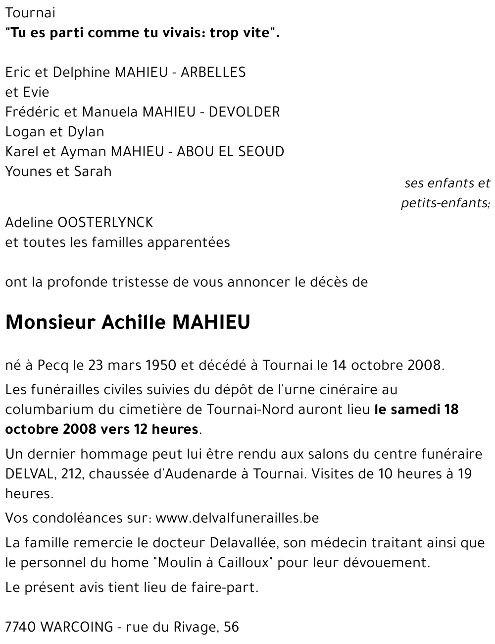 Achille MAHIEU