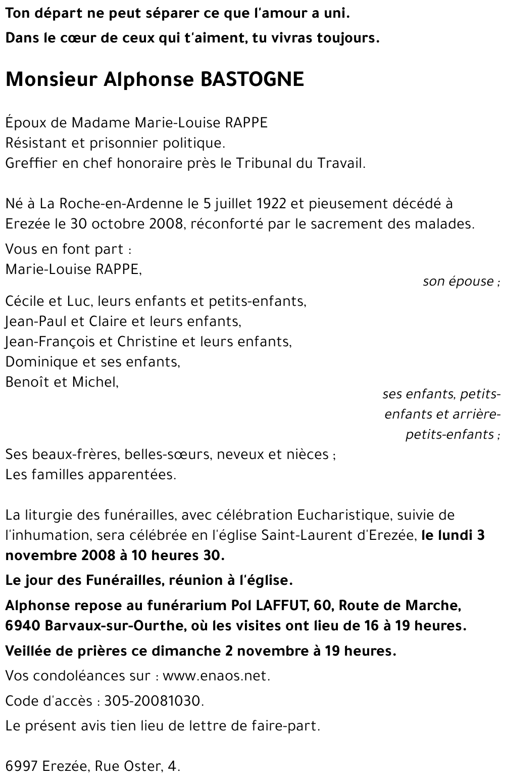 Alphonse BASTOGNE