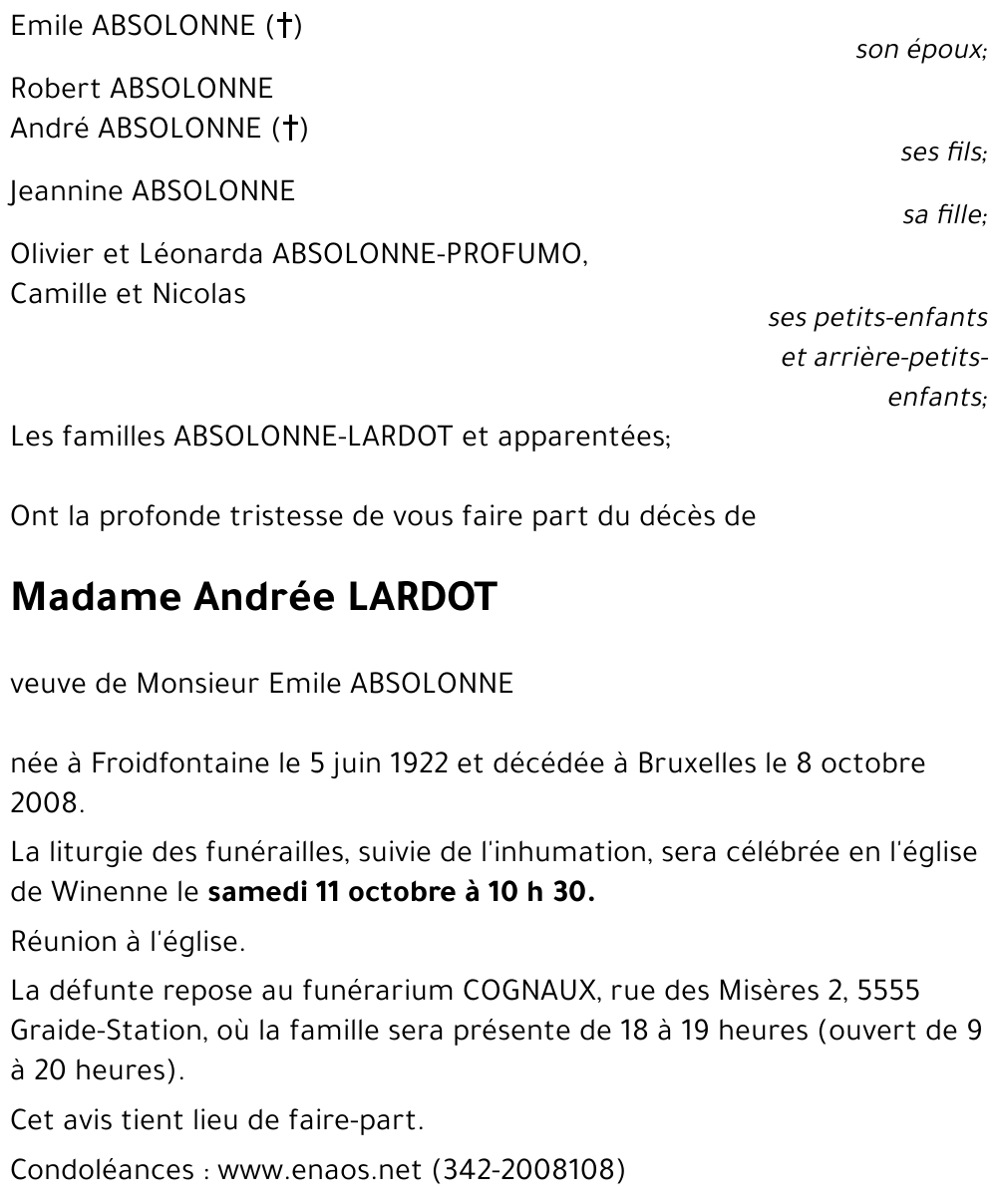 Andrée LARDOT