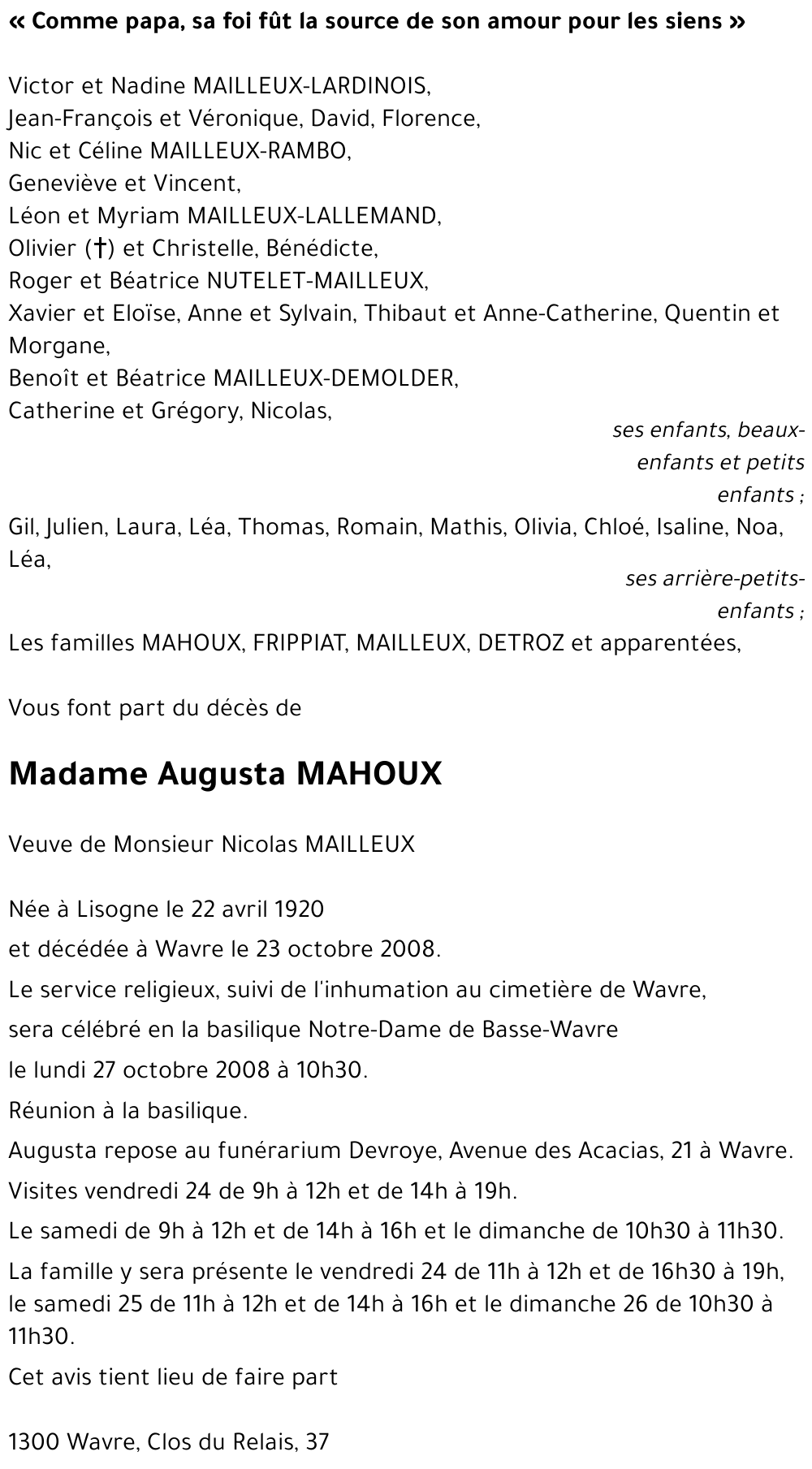 Augusta MAHOUX
