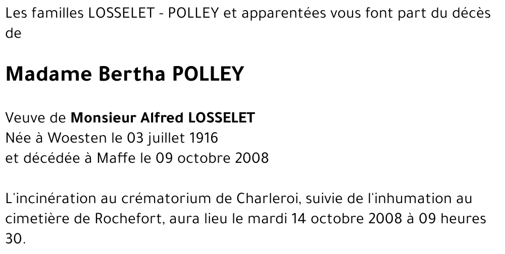 Bertha POLLEY