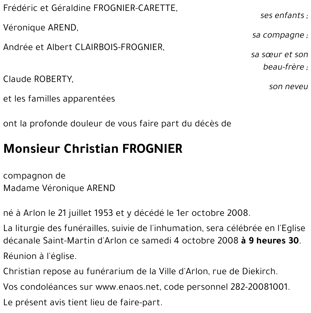 Christian FROGNIER