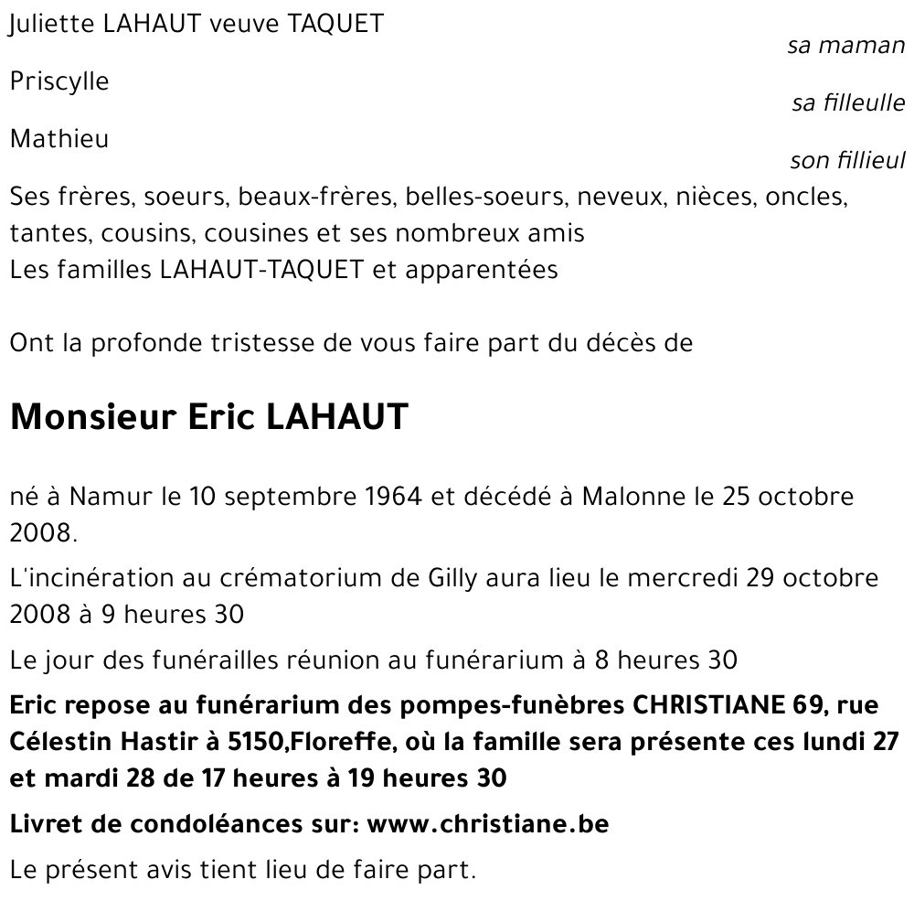 Eric LAHAUT