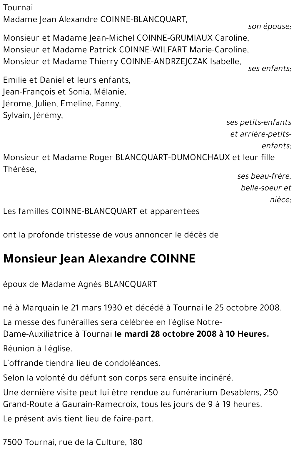Jean Alexandre COINNE