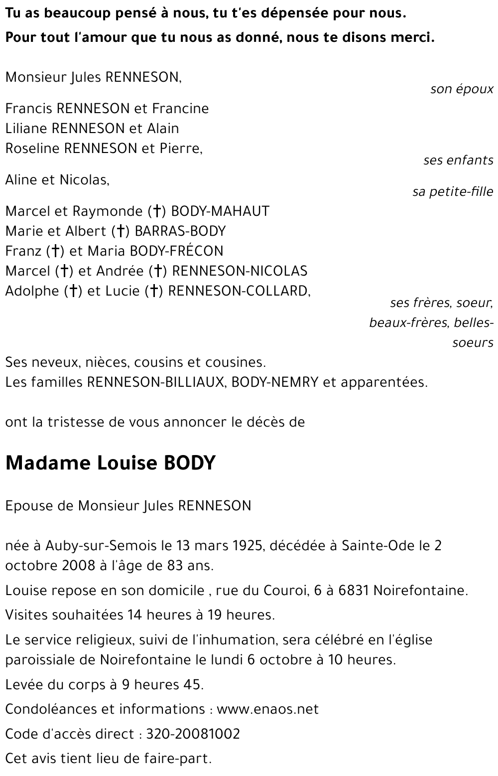 Louise BODY