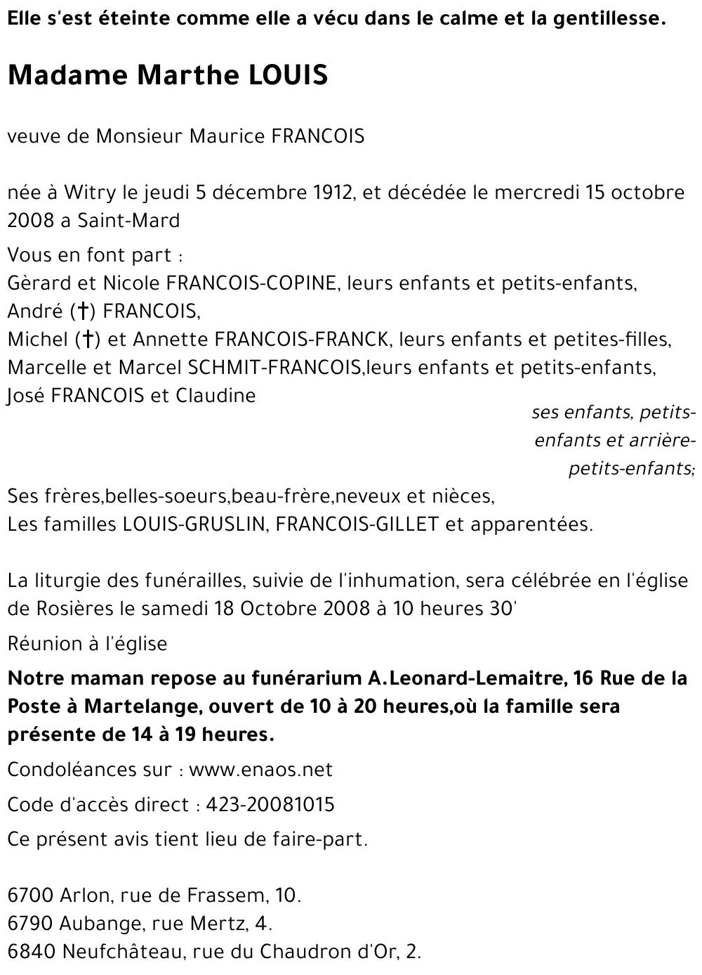 Marthe LOUIS