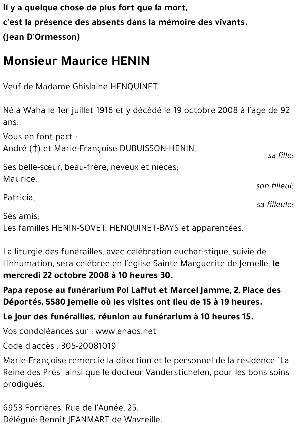 Maurice HENIN