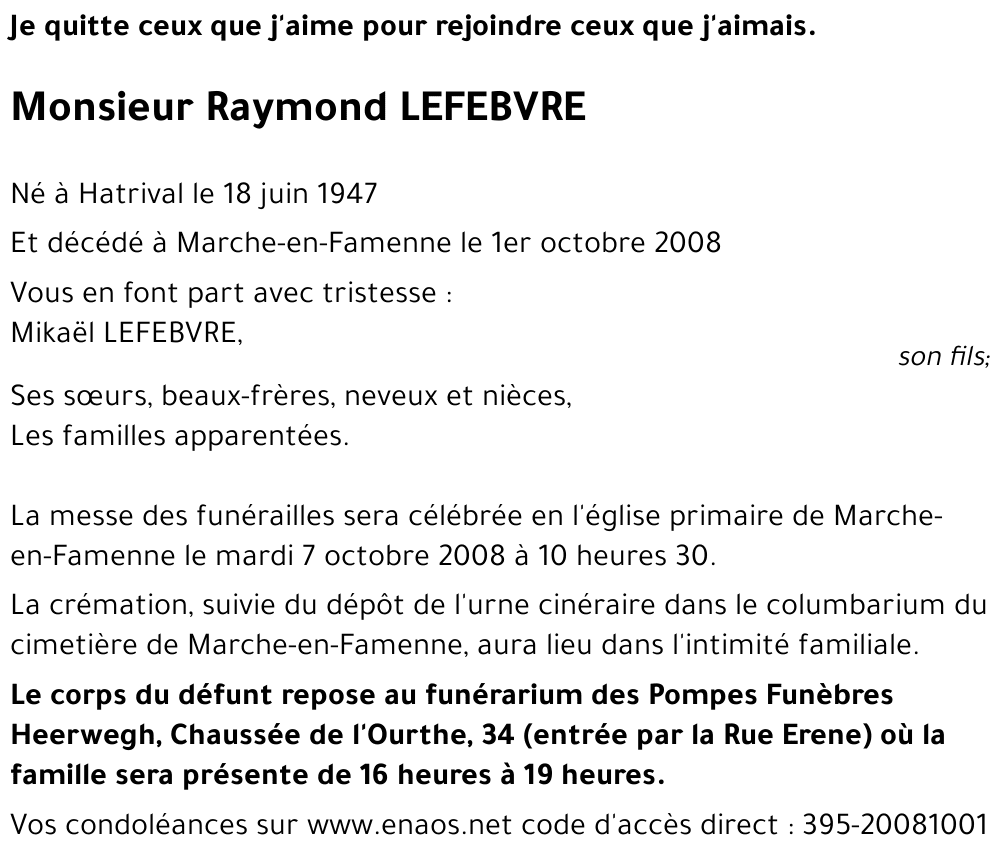 Raymond LEFEBVRE