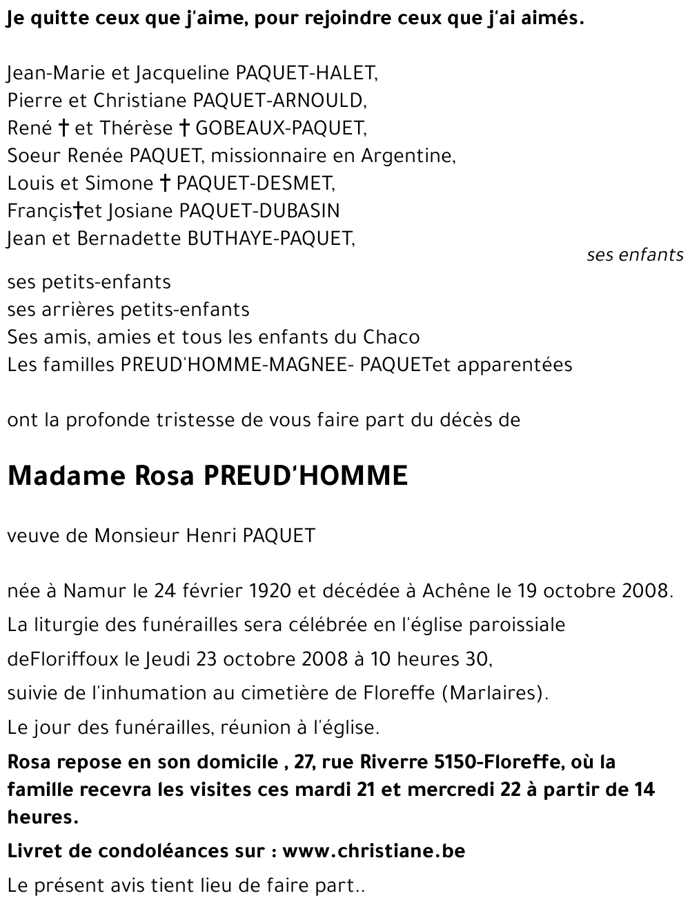 Rosa PREUD'HOMME