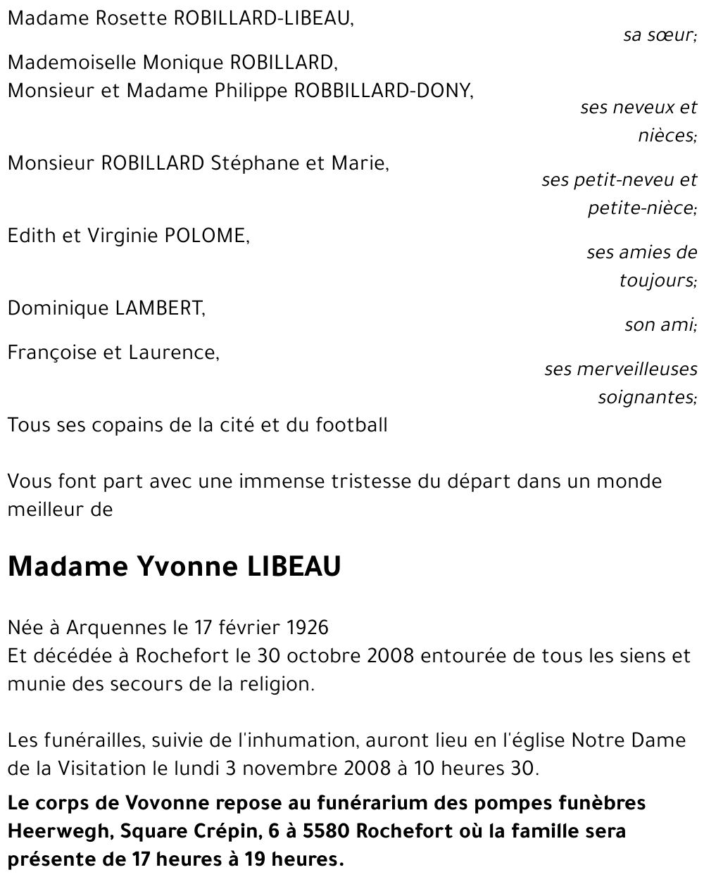 Yvonne LIBEAU