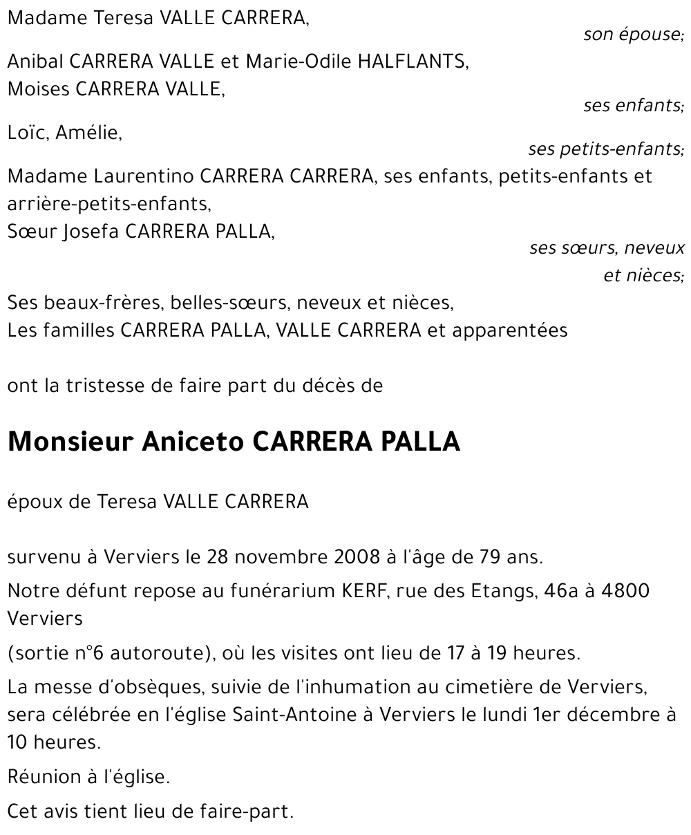 Aniceto CARRERA  PALLA