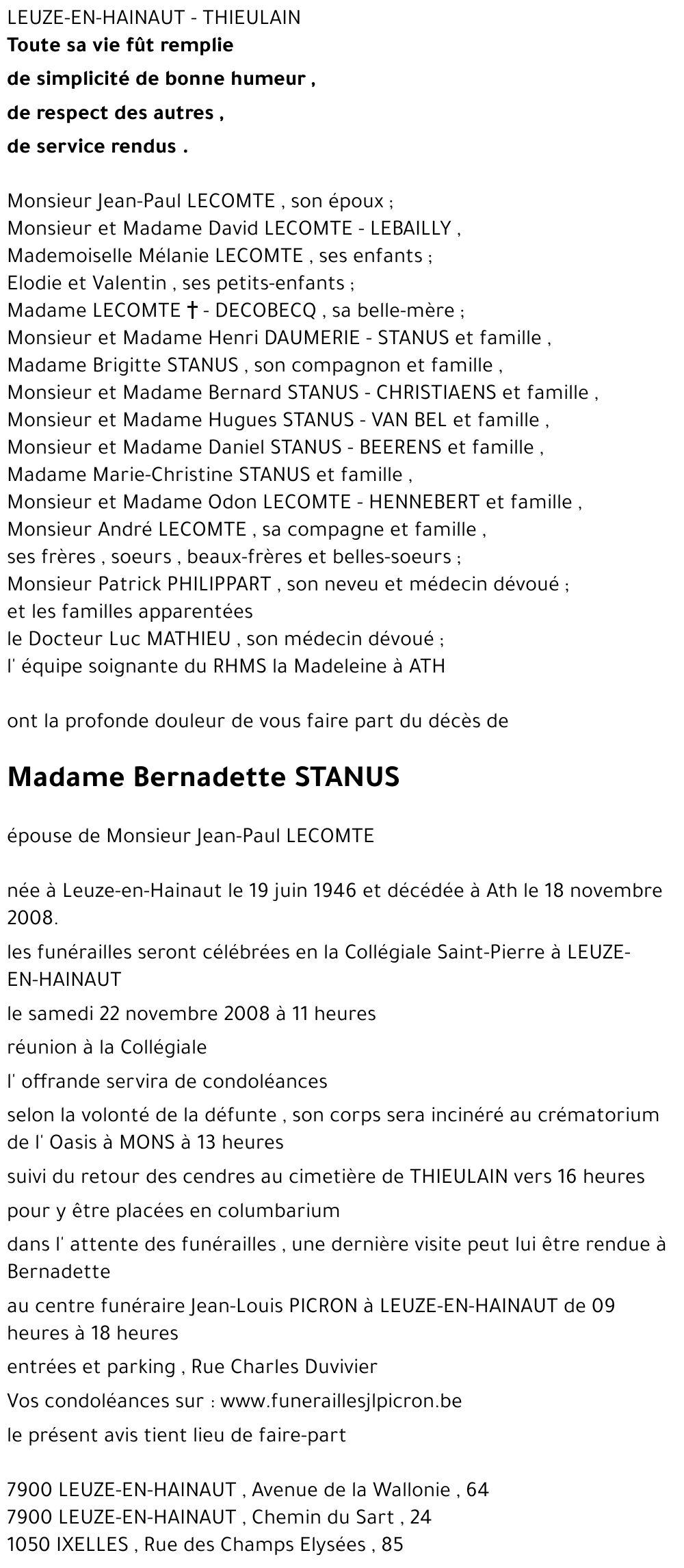 Bernadette STANUS