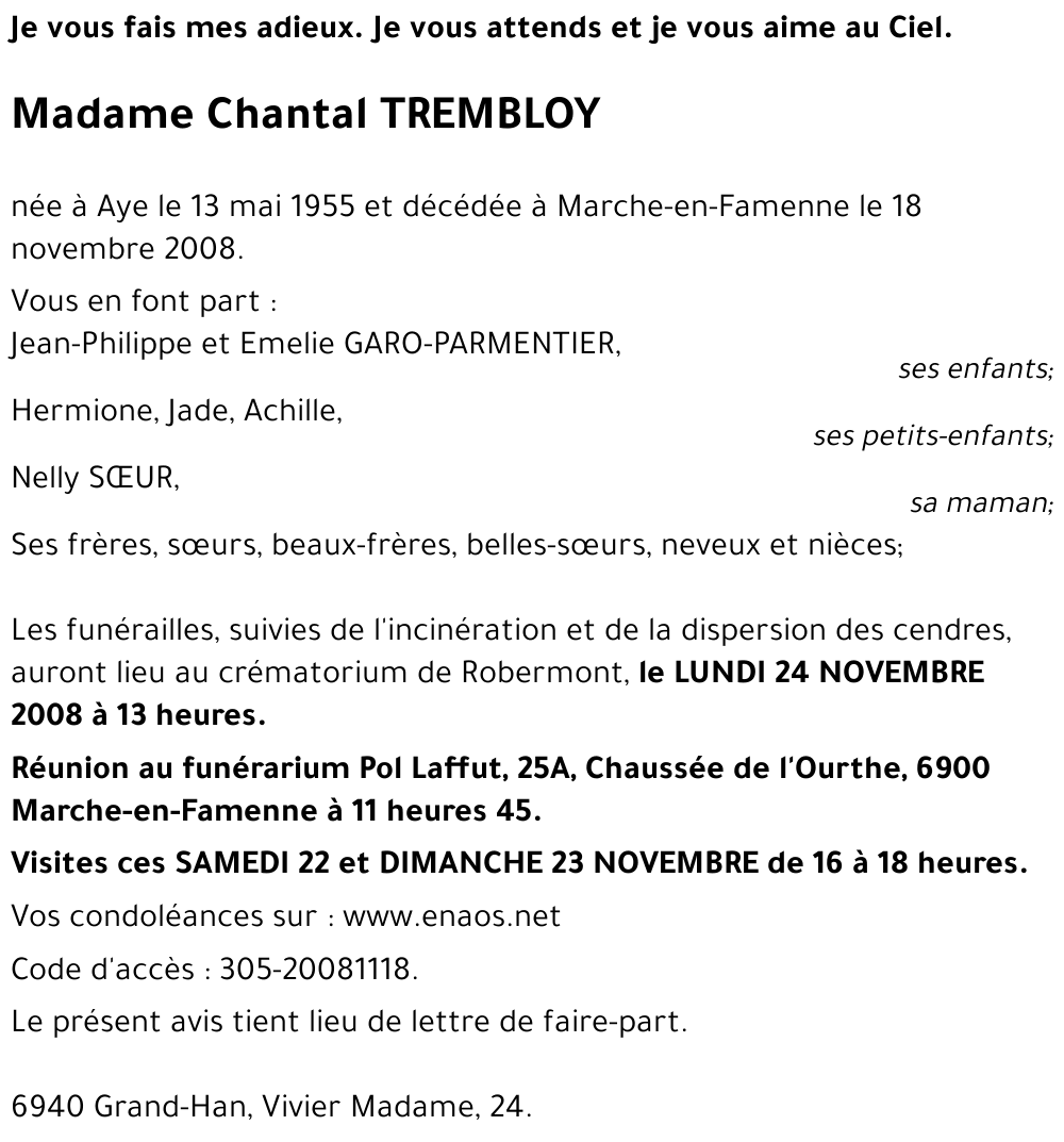 Chantal TREMBLOY