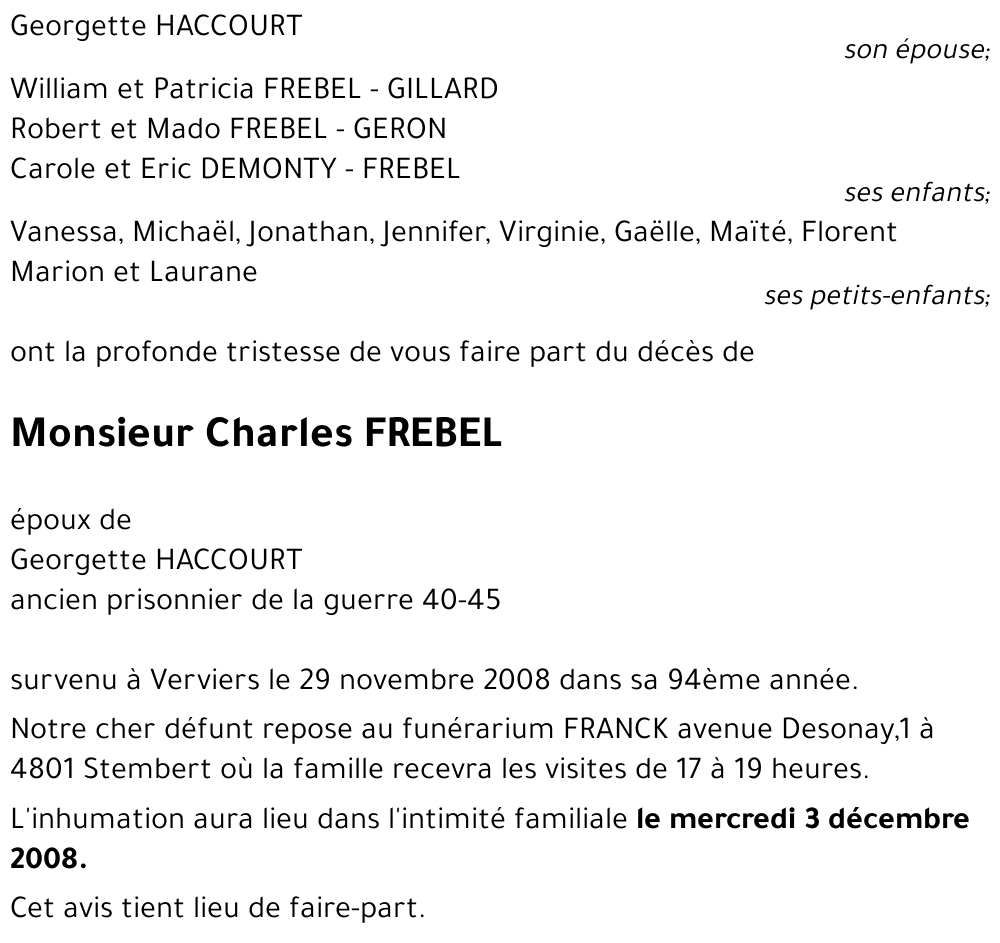 Charles FREBEL
