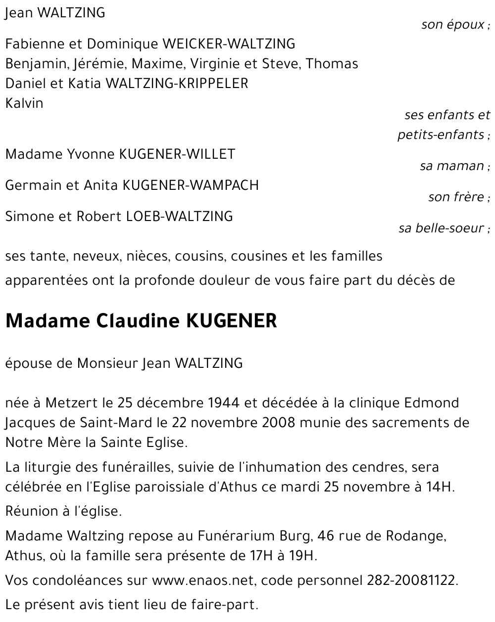Claudine KUGENER
