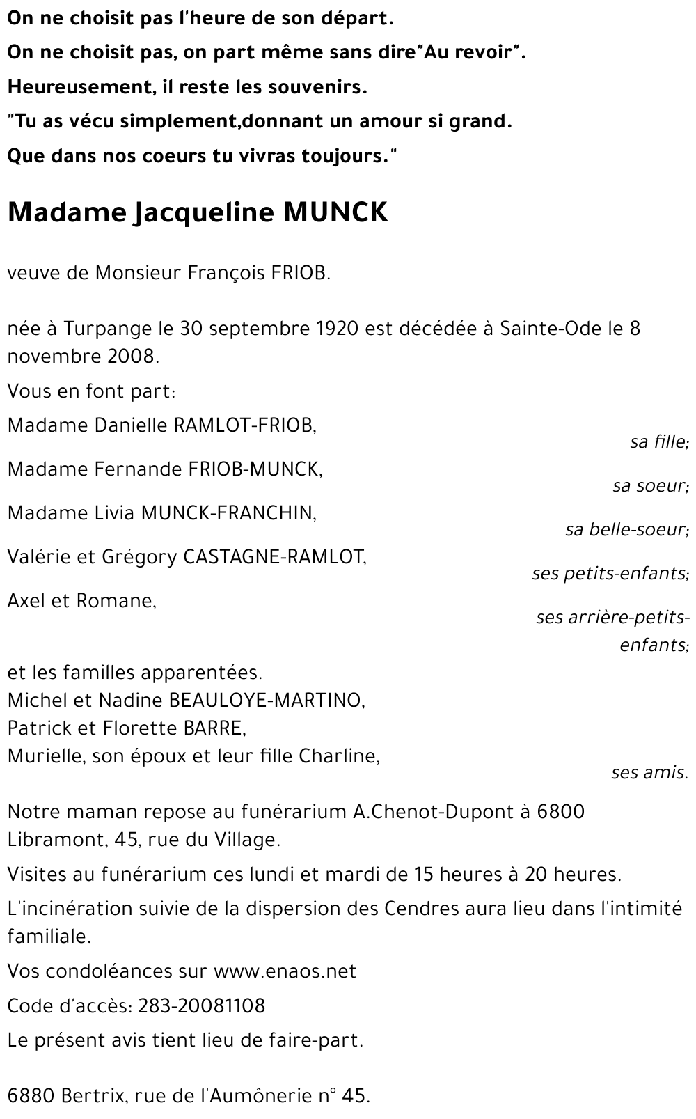Jacqueline MUNCK