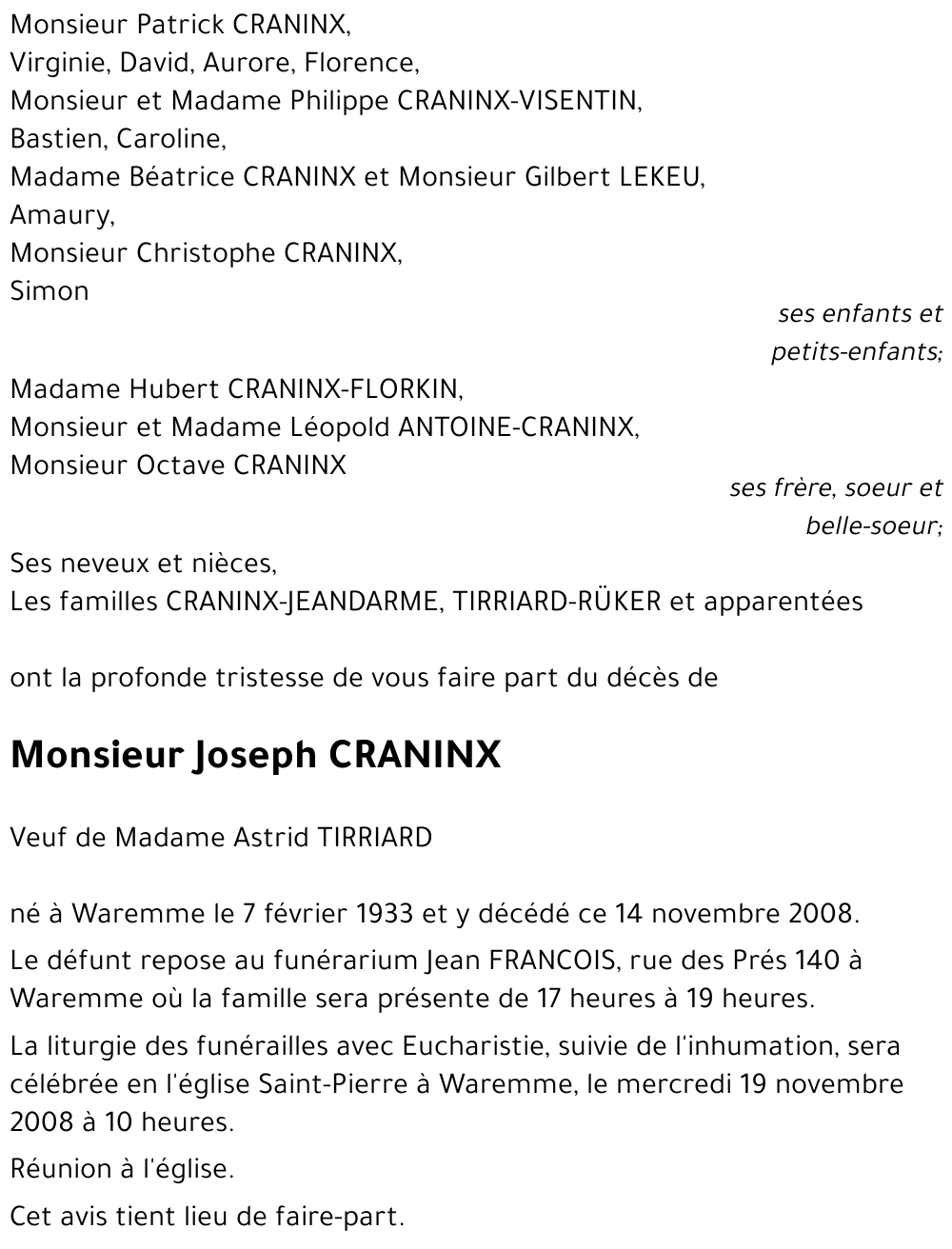 Joseph CRANINX