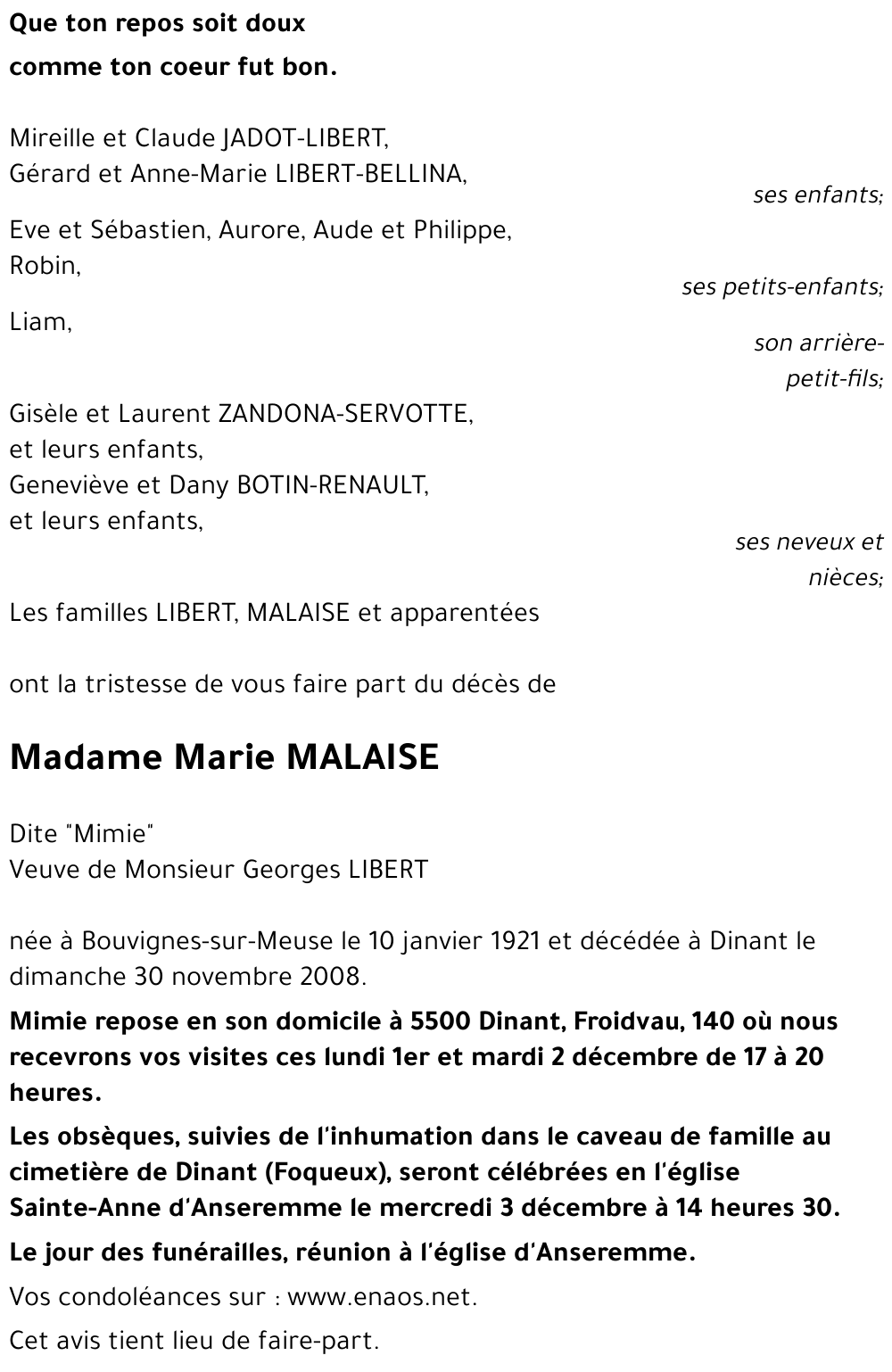 Marie MALAISE