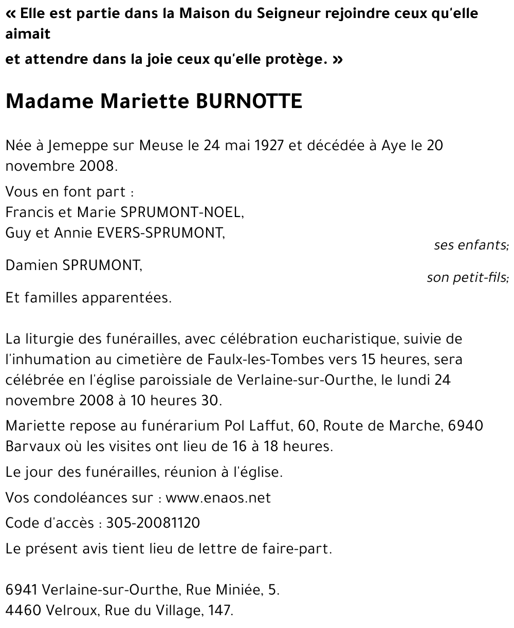 Mariette BURNOTTE