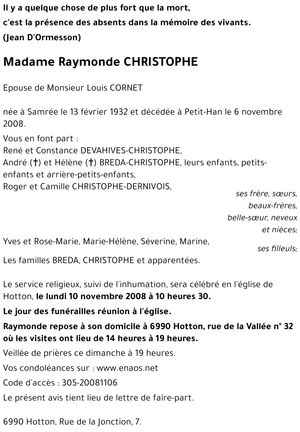 Raymonde CHRISTOPHE