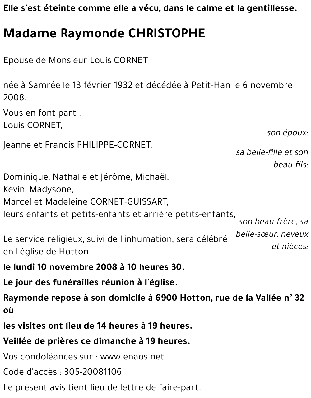 Raymonde CHRISTOPHE