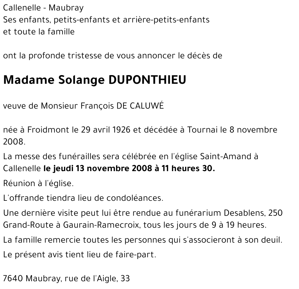 Solange DUPONTHIEU