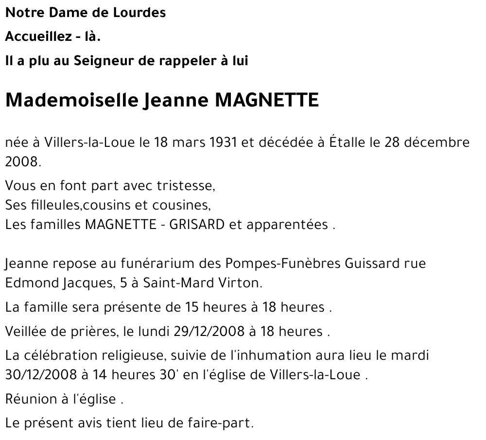 Jeanne MAGNETTE