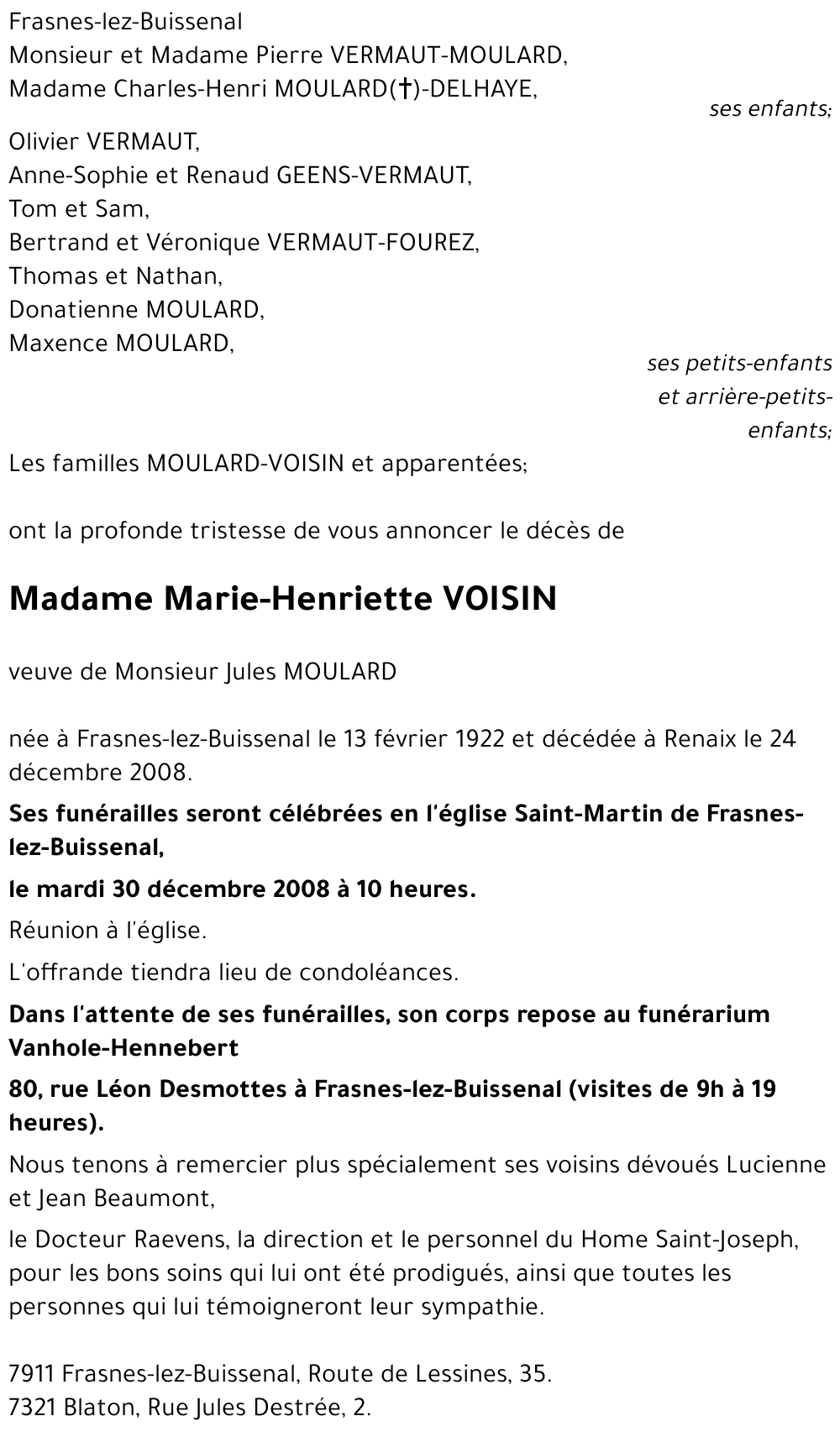 Marie-Henriette VOISIN