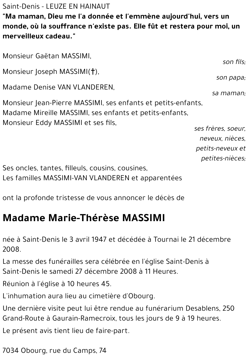 Marie-Thérèse MASSIMI