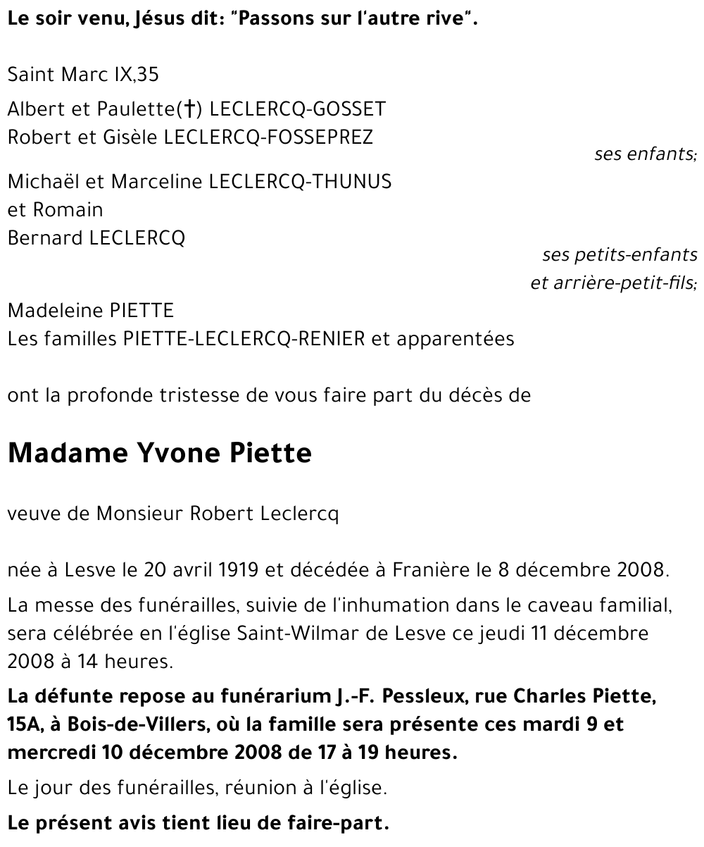 Yvone Piette