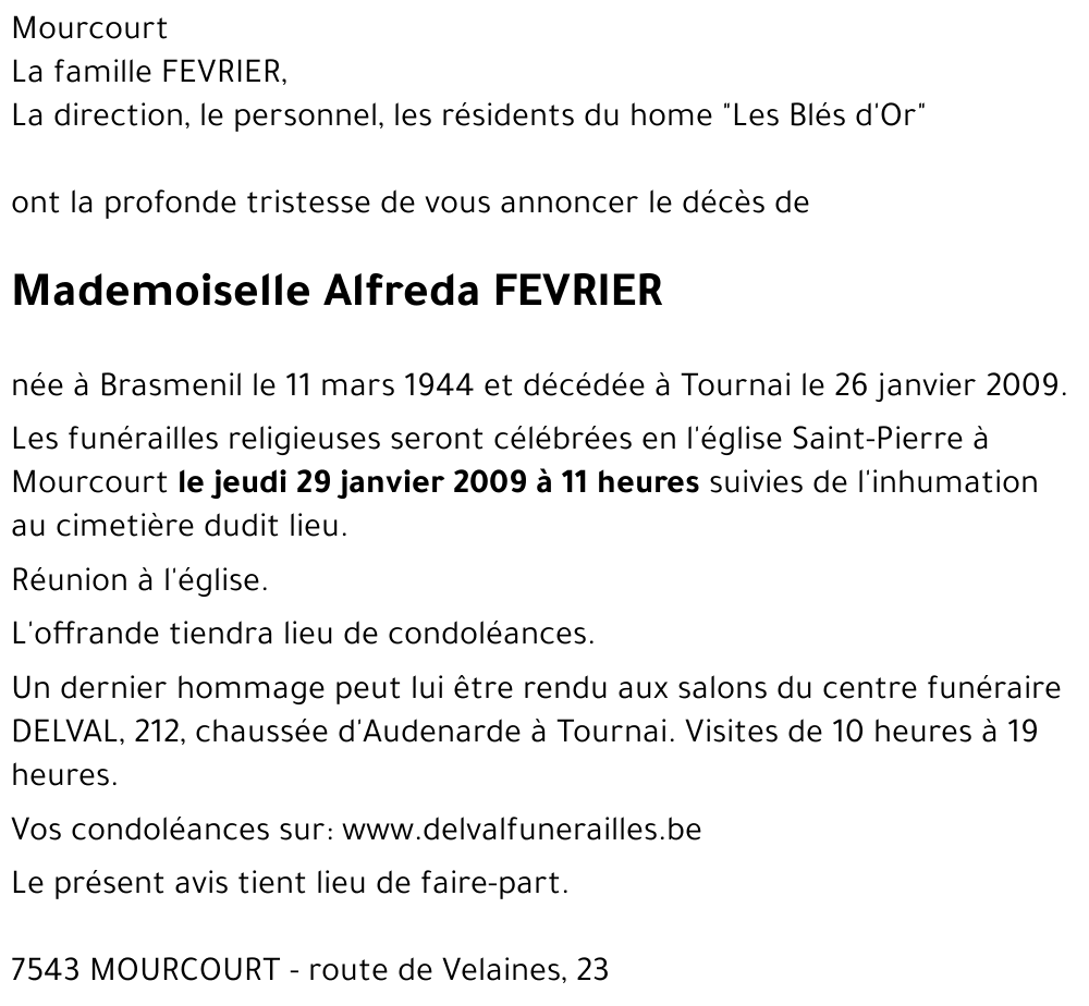 Alfreda FEVRIER