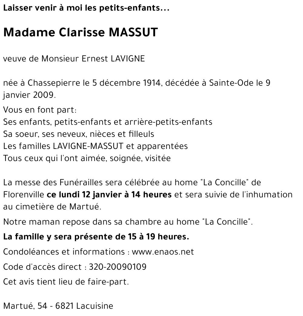 Clarisse MASSUT