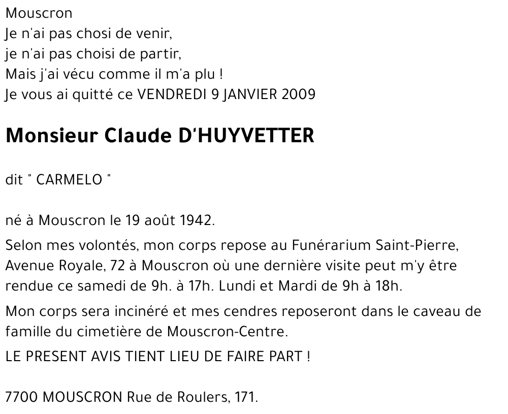 Claude D'HUYVETTER