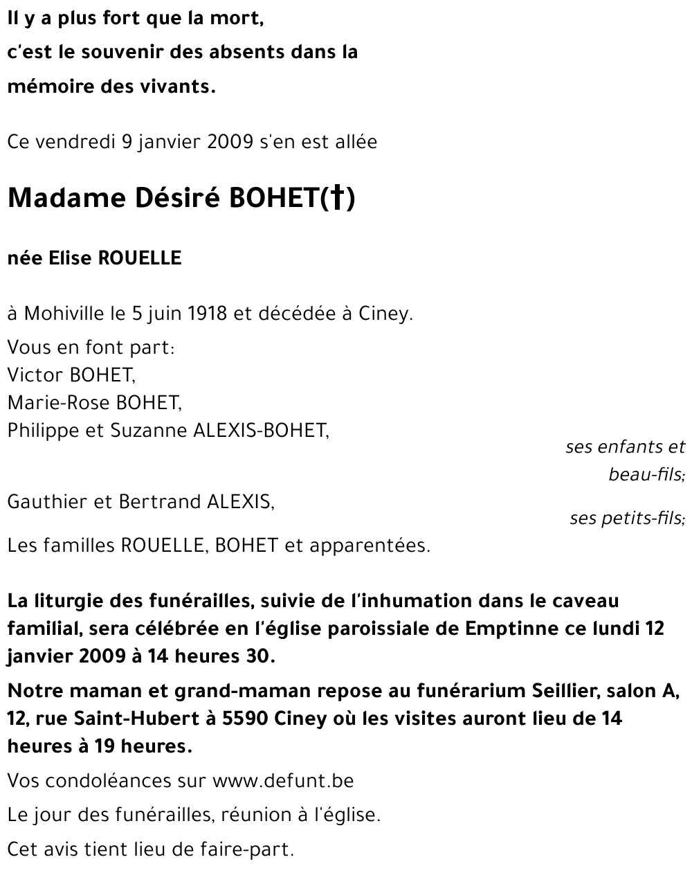 Désiré BOHET((+))