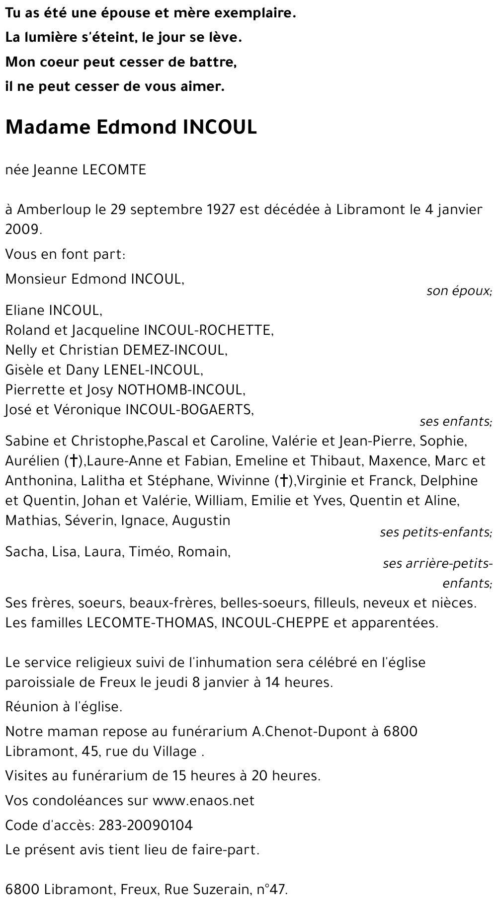 Jeanne LECOMTE