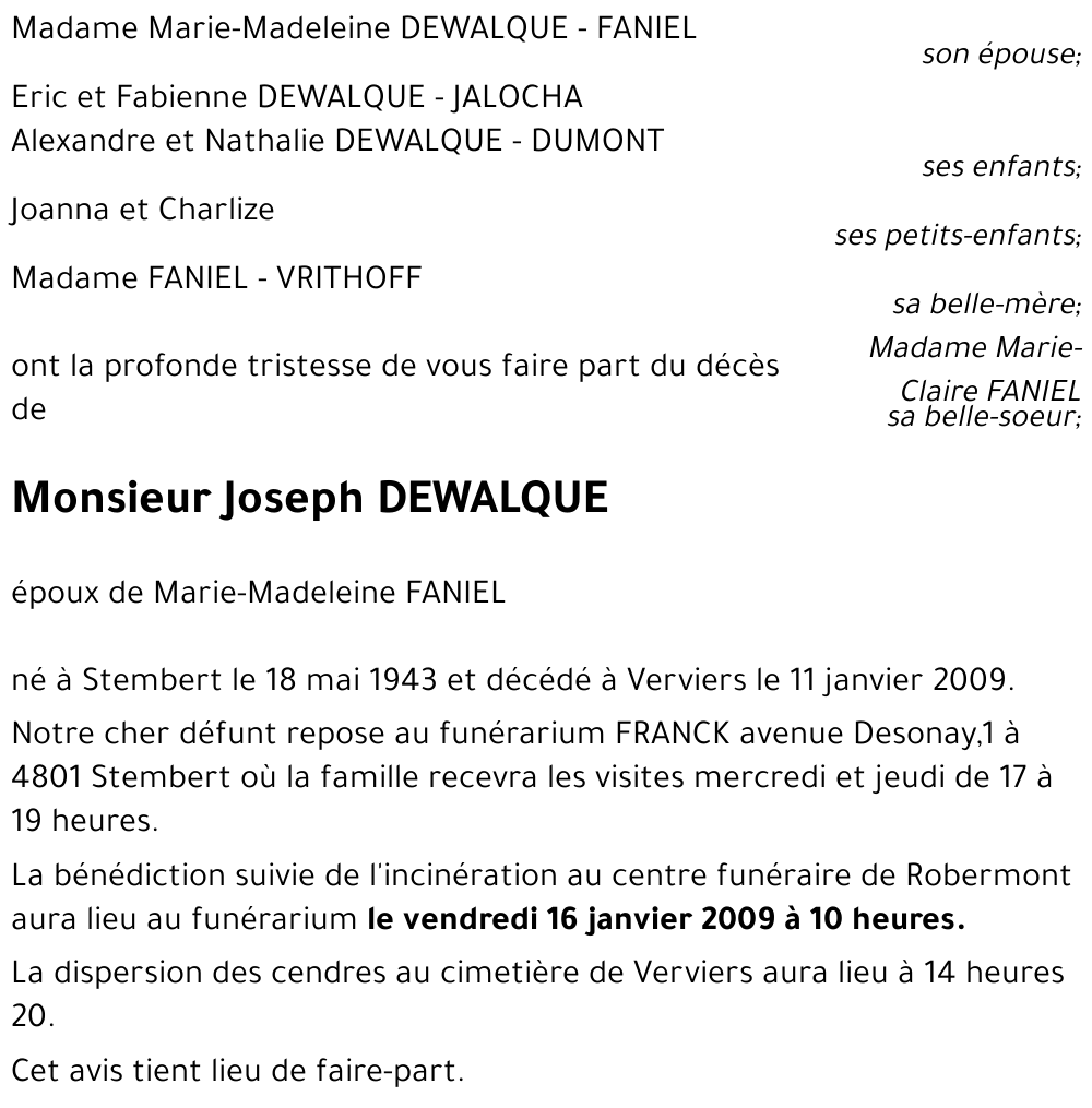 Joseph DEWALQUE