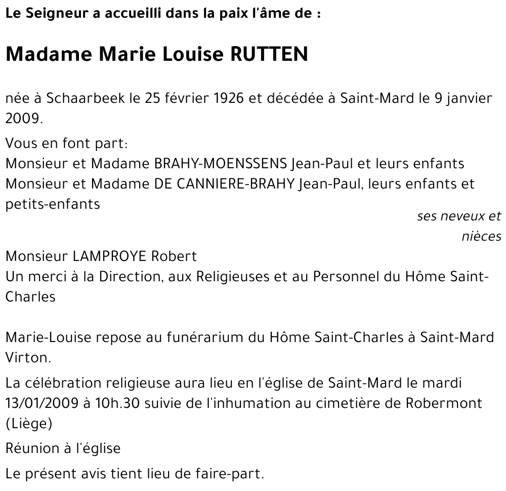 Marie Louise RUTTEN