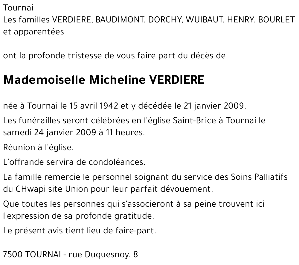 Micheline VERDIERE