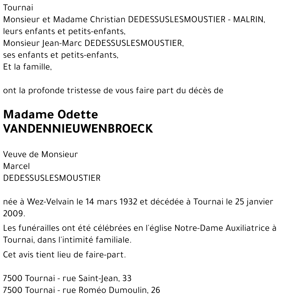 Odette VANDENNIEUWENBROECK