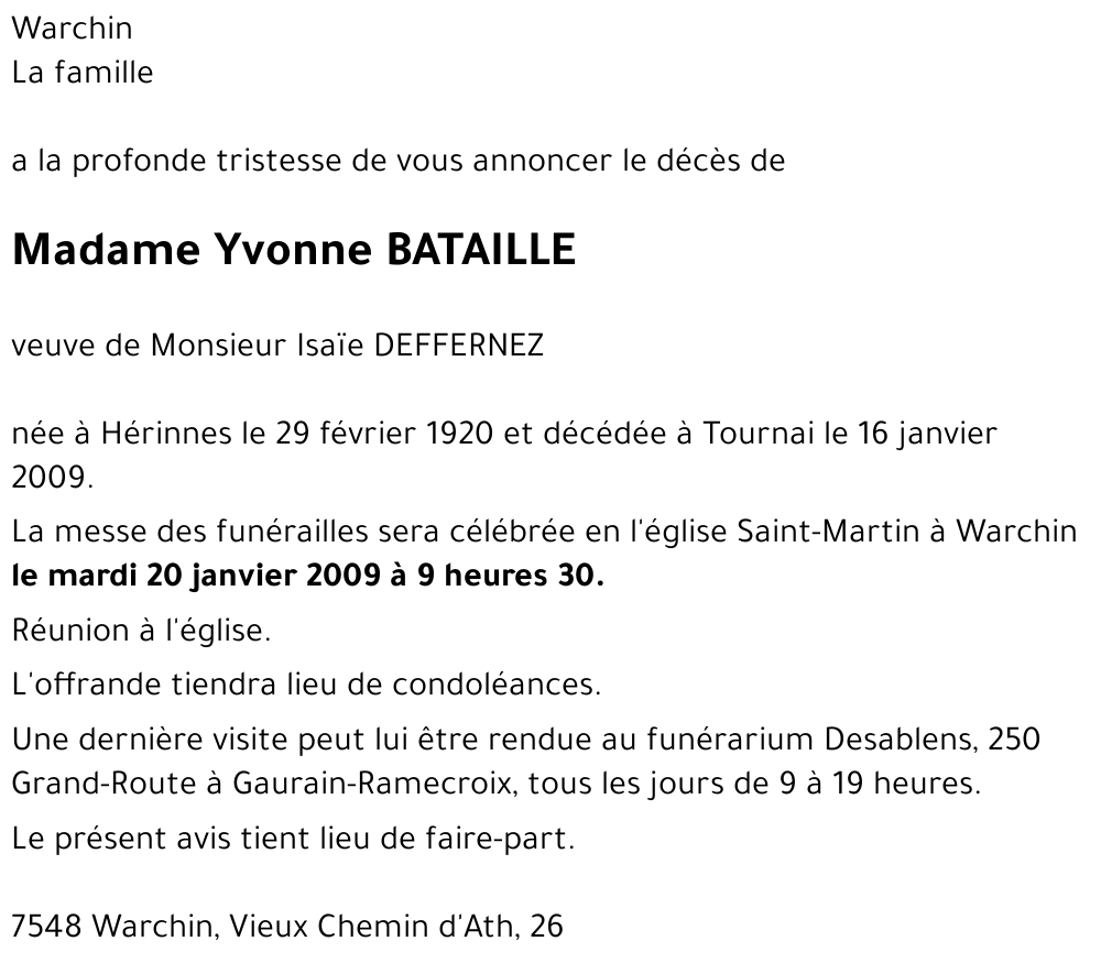 Yvonne BATAILLE