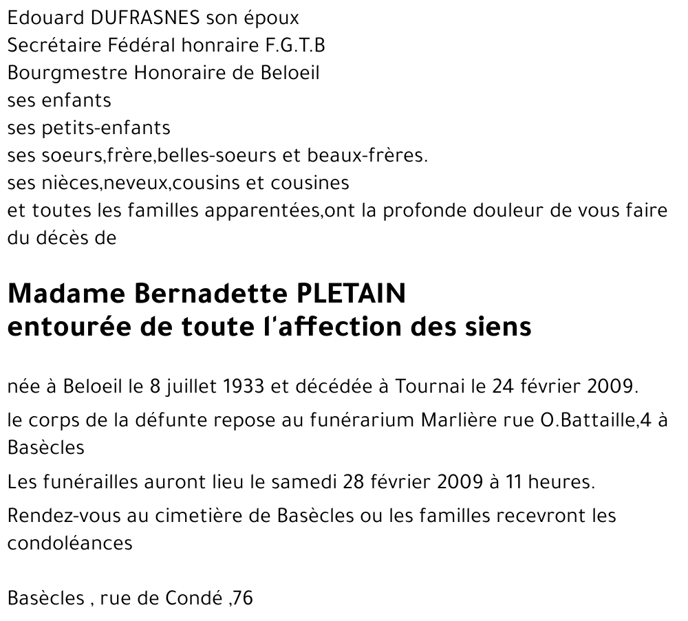 Bernadette PLETAIN