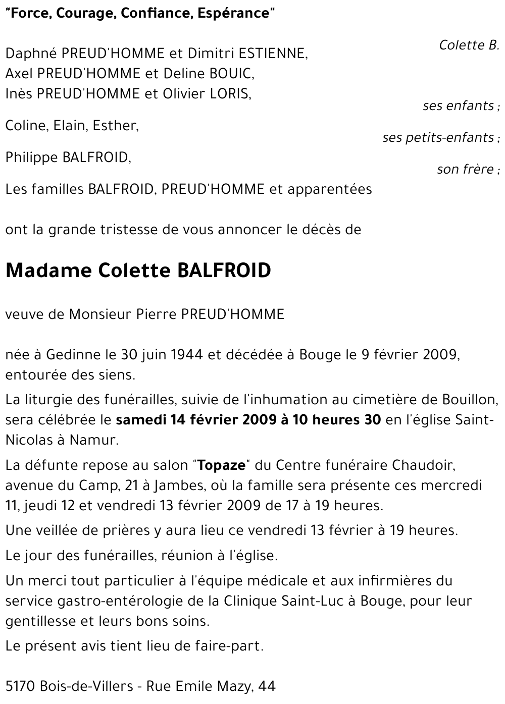 Colette BALFROID