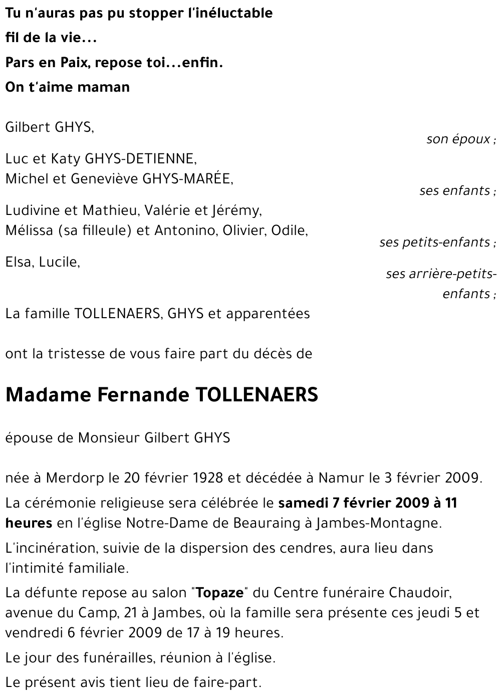 Fernande TOLLENAERS