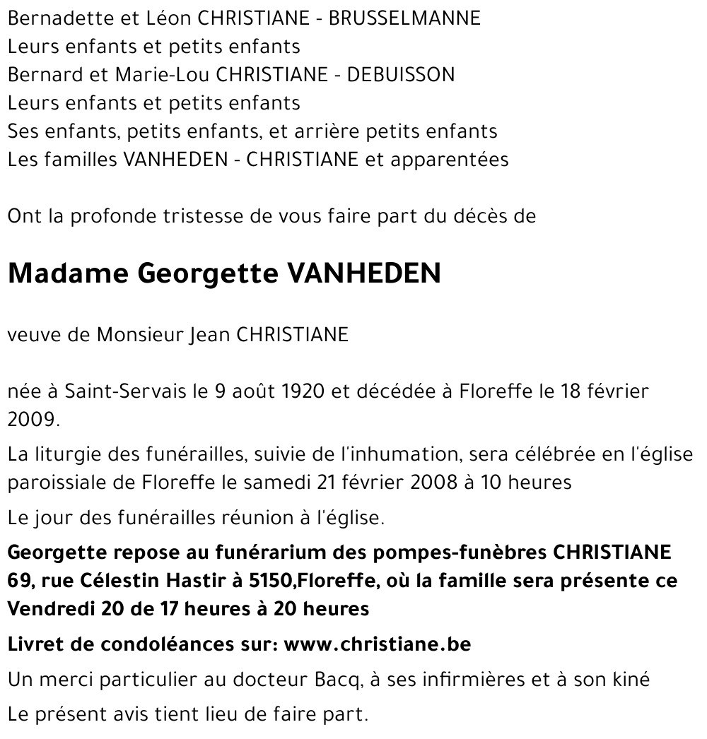 Georgette VANHEDEN