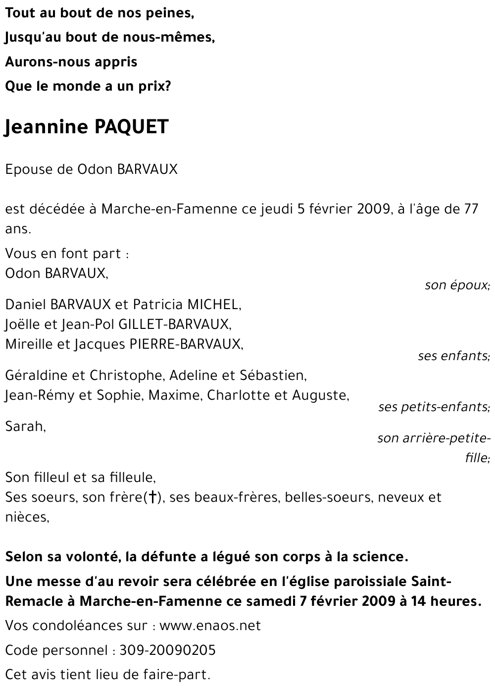 Jeannine PAQUET