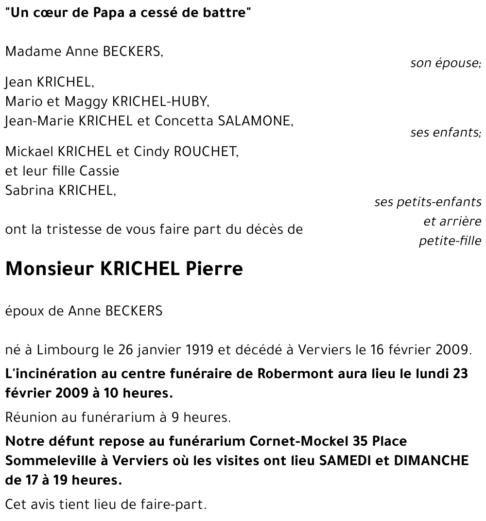 KRICHEL Pierre