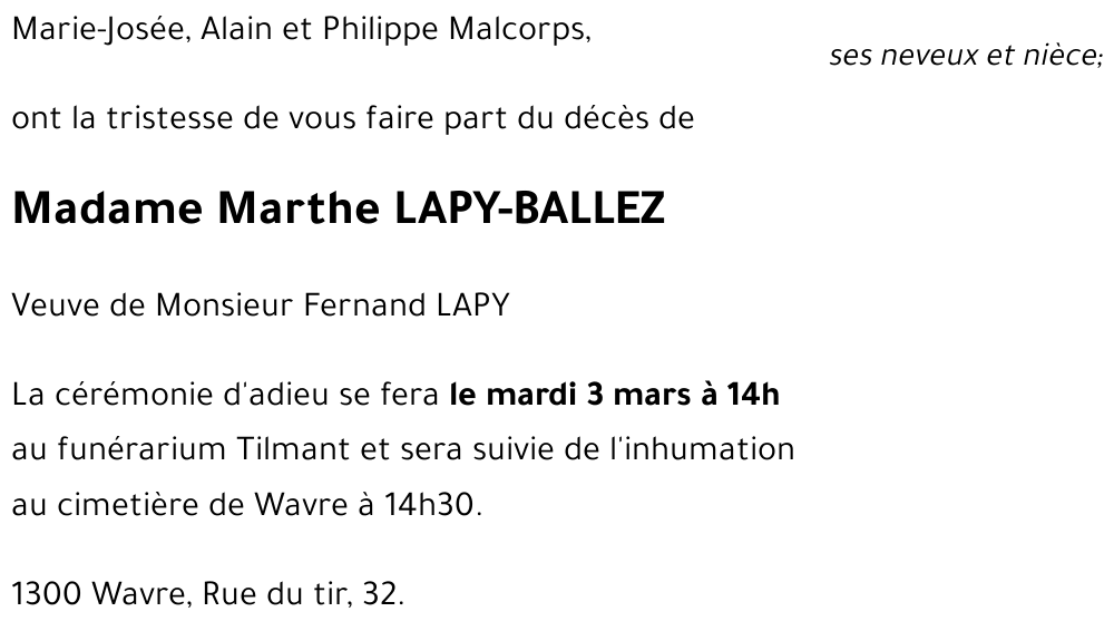 Marthe LAPY-BALLEZ